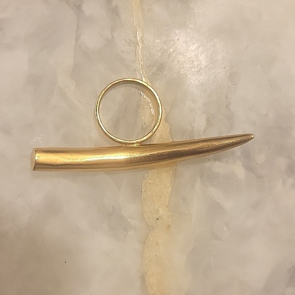 NEW 18K Kelly Wearstler Sz 7 Gold Horn Ring Spike Statement Claw Nail Bar Arrow - Picture 3 of 5